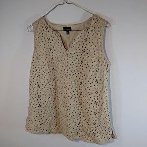 Tan Embroidered Eyelet Lace Sleeveless Top